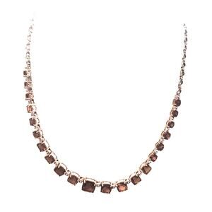 Vintage JC 925 Sterling Silver Smoky Quartz Tennis Necklace Thailand
